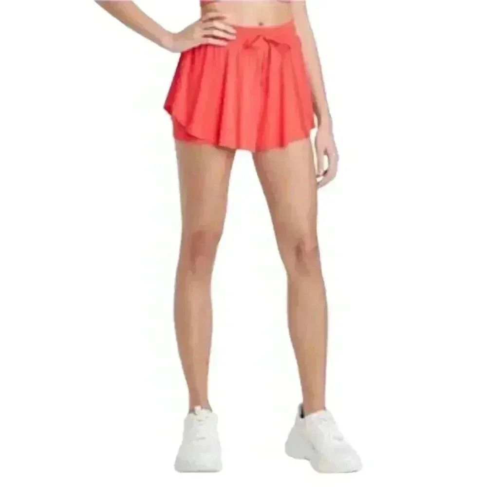 Joy Lab Women's Hot Coral Nylon/Spandex Butterfly Drawstring Shorts
